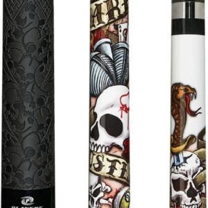 Taco Players D-LH blanco con diseño de tatuaje y calavera