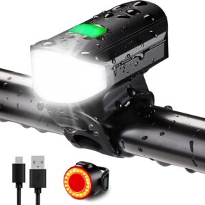 Juego luces bicicleta 1500 lm recargable USB 5 modos IPX7