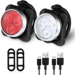 XMING Luces Bicicleta USB Recargables, Faros Brillantes IPX4 Bicicletas