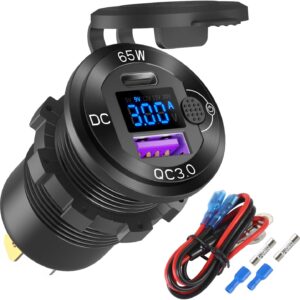 Toma USB 12V 65W Coche Aluminio PD QC3.0 Hapytrip