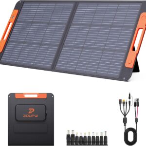 Panel solar portátil ZOUPW 100W con guía de ángulo solar