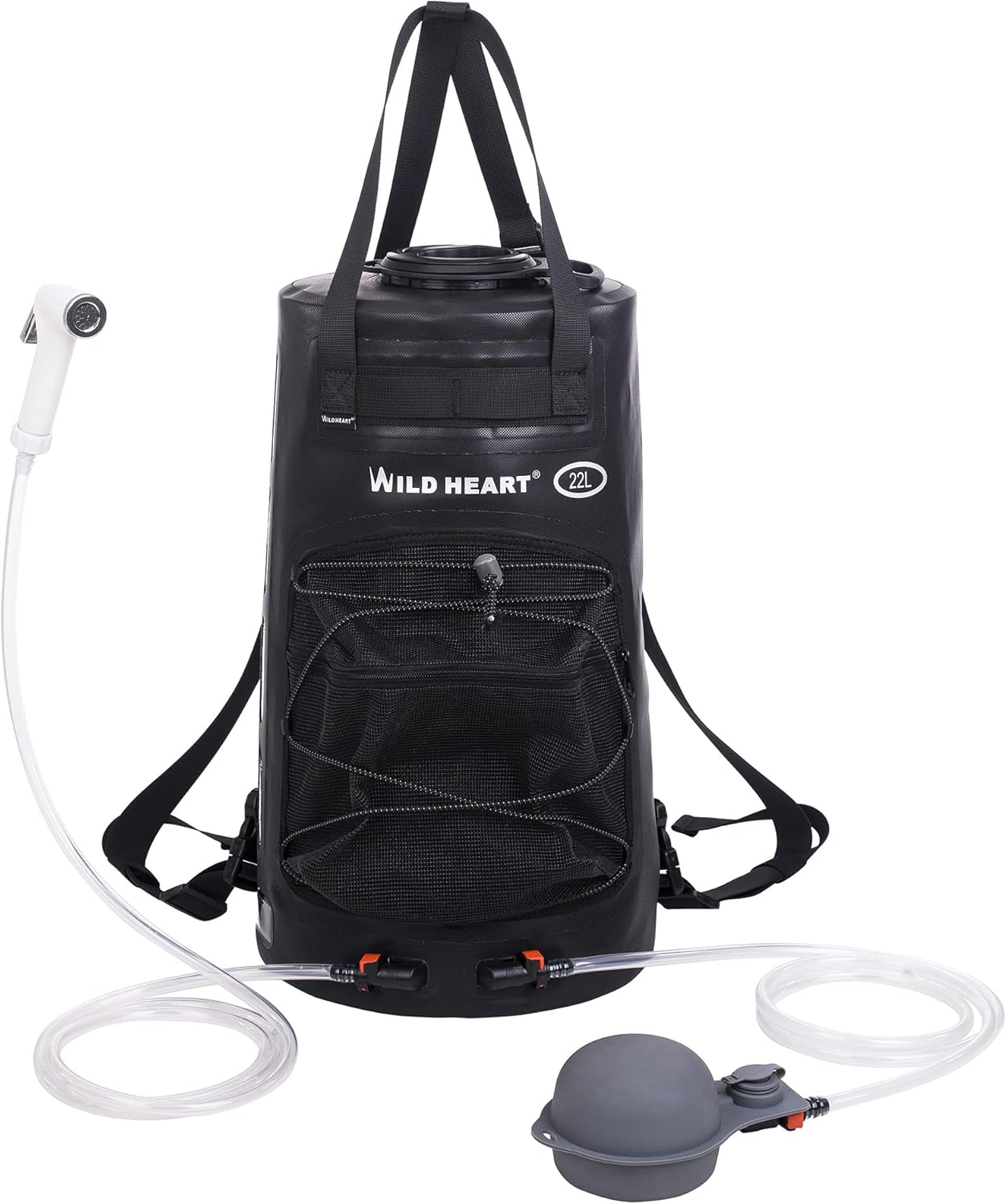 Ducha portátil WILD HEART 22L con bomba solar y boquilla