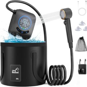 GOSCHE Ducha portátil camping, bomba recargable 8000 mAh con cubo plegable
