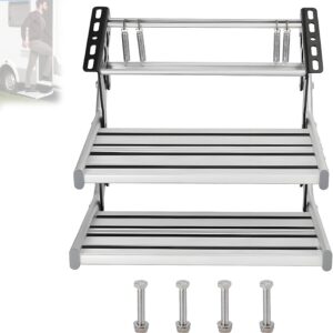 Escalón plegable eléctrico 2 pasos RV con LED aleación aluminio