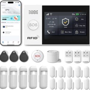 Sistema alarma hogar WiFi 4G sin cuotas RenseCum 24 piezas