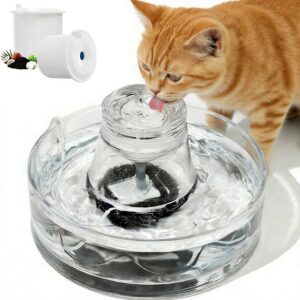 Fuente de agua de cristal para gatos Ficuswin 2,6 L