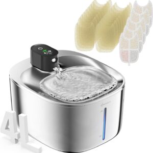 Fuente agua gatos acero inoxidable 4,5L inalámbrica