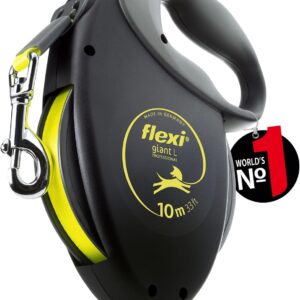 Flexi® Giant Professional L, correa extensible 10 m negro/amarillo neón