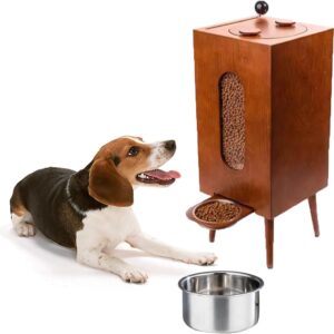 Comedero elevado de madera con almacenamiento 10 kg