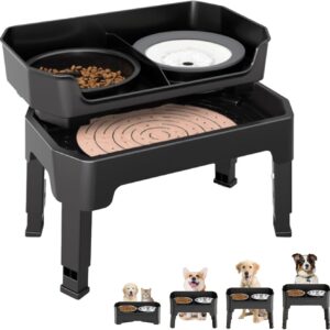 Cuenco elevado ajustable para perros NCONCO, 2 cuencos + comedero lento