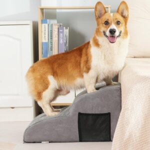 Escalera YunNasi 2 pasos para perros y gatos (gris)