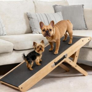 Rampa ajustable para perros de madera de abedul