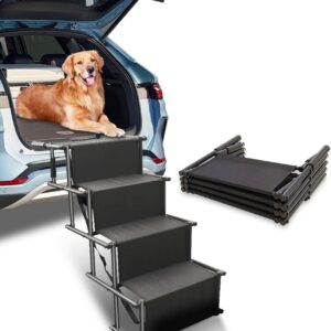 Escalera plegable para perros y gatos 4 peldaños (Negro)