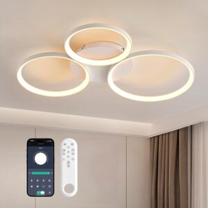 Lámpara de techo LED regulable 3 anillos mando a distancia