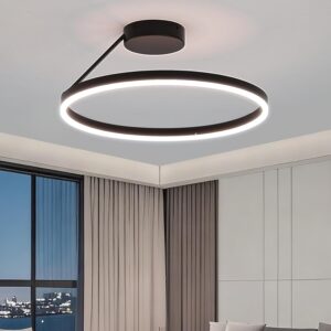 Lámpara LED circular negra 50 cm, minimalista y regulable