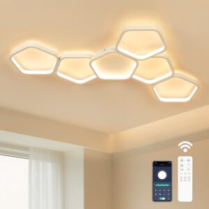 Lámpara LED techo regulable 58W con mando y APP