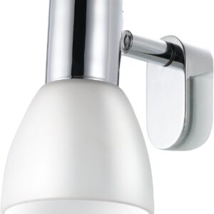 Lámpara de espejo Eglo con adhesivo, metal cromo y cristal opalino