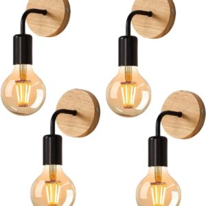 4 apliques pared vintage negro E27 360° para interiores