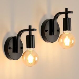 Apliques Pared Retro 2 uds. Vintage Negro Industrial