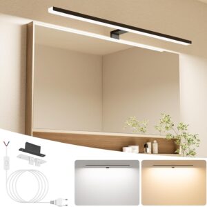 NIORSUN Lámpara Espejo Baño 18W 80cm Doble 4000K/6000K IP44 Negro