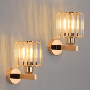 ANWIO Aplique Pared Cristal Dorado E27 2 Ud.