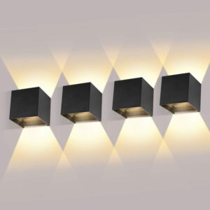 LEDMO 4x apliques pared LED 12W 3000K negro IP65 ajustable