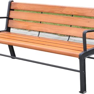 Banco de jardín hierro fundido y madera maciza con reposabrazos