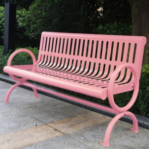 Banco jardín exterior acero galvanizado 3 plazas rosa 180 cm