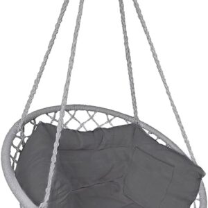 Silla colgante VOUNOT® con flecos, gris Ø80 cm