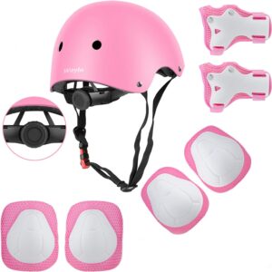 Wayin - Pack protección infantil: casco + rodilleras + coderas + muñequeras