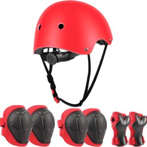 JIM'S STORE Set Protección Infantil Casco + Rodilleras Coderas Muñequeras