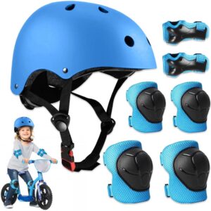 mizikuu Set Protección Niño 7 en 1 para Bici y Patinaje Azul