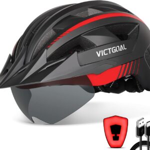 VICTGOAL Casco MTB con Gafas y Luz LED