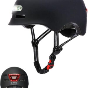 Casco ciclismo con luces LED USB, seguridad nocturna