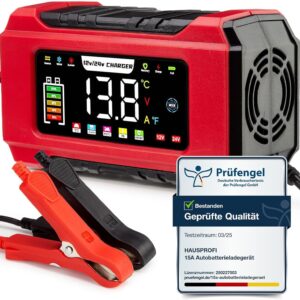Cargador batería 15A 12V/24V con LCD y 9 etapas