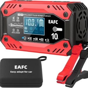Cargador batería coche 12V 10A con pantalla táctil y protecciones