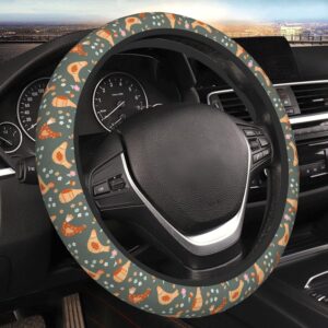 Funda de volante goma elástica diseño pollo y flores, universal 38 cm