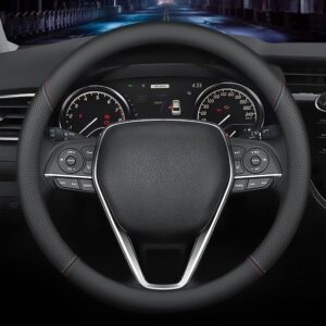 Funda de volante LKWLIKEI de cuero napa rojo y azul, 38 cm