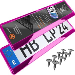 Portamatrículas coche 520x110 mm - 2 uds. cromo rosa - Homologado