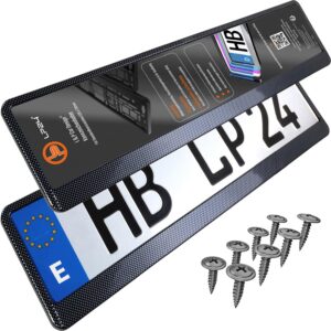 Portamatrículas carbono 52x11 cm - 2 uds. con tornillos [L&P Car Design]
