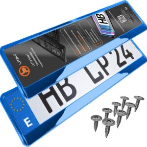 Portamatrículas Coche 52x11 cm - 2 uds. Cromado Azul - L & P Car Design