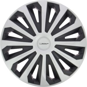 MICHELIN 009130 - Tapacubos 14" bicolor negro/gris, 4 unidades