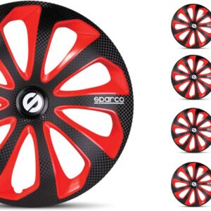 SPARCO Kit tapacubos 16" negro/rojo carbón (4 uds.)