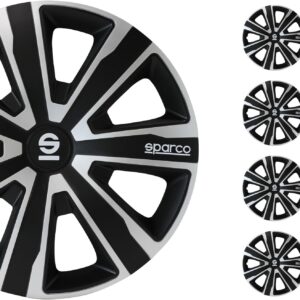 Kit tapacubos Sparco 16" negro/plata - Juego de 4 unidades