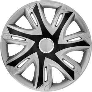 Supernova NRM - Tapacubos 15" Negro y Plateado (4 uds.)
