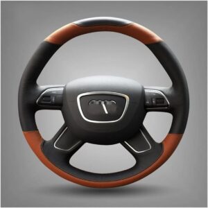 Cubierta de volante de cuero cosida a mano para Audi A3, A4, A6, A8, Q3, Q5, Q7