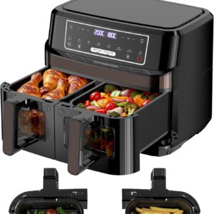 Freidora aire doble zona 10L | 8 en 1, 2600W, control táctil