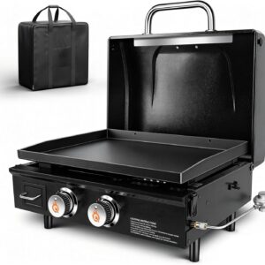 GFTIME Barbacoa de gas de mesa 2 quemadores, 48.000 BTU