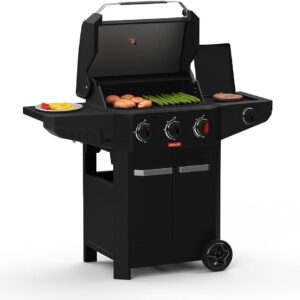 Barbecook Luca 312 negra con gabinete y quemador lateral