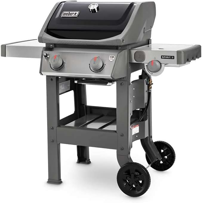 Weber Spirit II E-220 GBS: Barbacoa de gas negra con estufa lateral